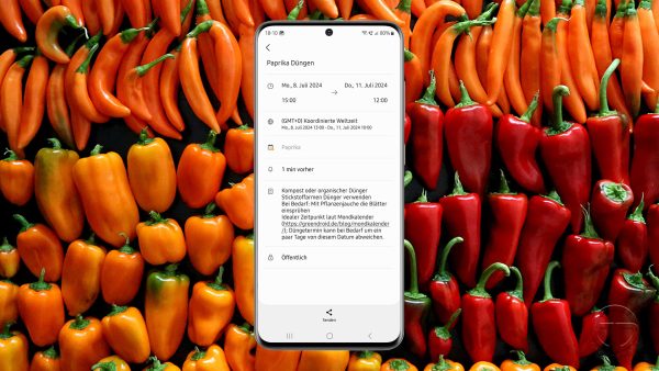 Digitaler Gartenkalender: Paprika - Terminansicht